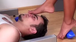 Foot smelling from sexy blue heels by Foot Chicks