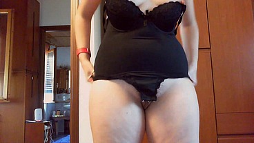 Sexy milf wears mini skirt and diaper