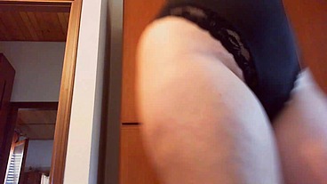 Sexy milf wears mini skirt and diaper