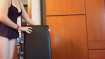 Sexy milf wears mini skirt and diaper