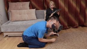 Skinny office girl in strict suit gives her feet to gentle fetishist, vd075x 1080p