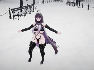 Bare Elf VTuber Dances Pink Cat - Manga MMD