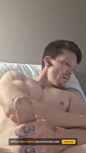 Muscular Guy Jerks off Solo with Massive Cumshot