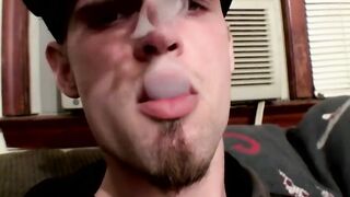 Sexy twinks Drac and Nolan jerking off while smoking cigars