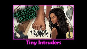 STORY: Ebony Giantess Feet Worship & Cruel Crush - Tiny Intruders Under Her Soles
