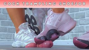 Goddess Amber & Miss Lucy - Stomping Your Balls & Edging Your Cock Under Our Sweaty Gym Trainers - Glans Cam (227B) - Cock & Balls Trampling Shoejob