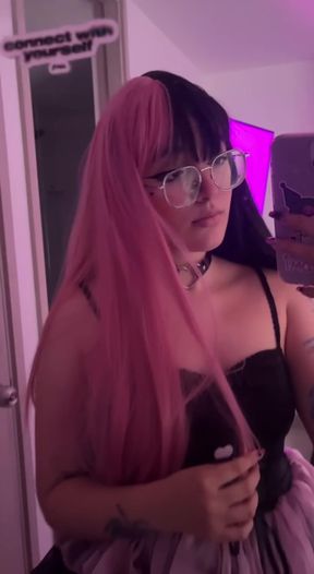Modern cosplayer takes on the corny dinosaur roleplay