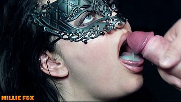 Amateur MILF swallows huge load of cum in a hotwife scenario with Millie Fox.