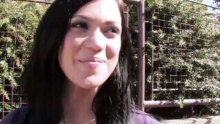 Ebony haired sporty teenie with tiny melons seduced