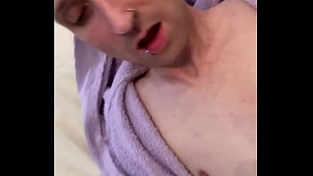 Skinny guy wearing lavender bathrobe gets fucked!