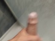 Bathing this Big Fat Cock in Cream and Gently Massaging the Foreskin and Glans in the Shower