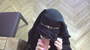 Niqab slut Rebecca Black takes a huge facial eventually