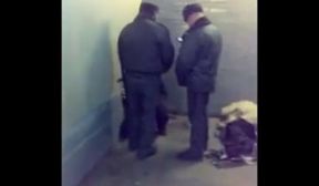 Russian cops piss on gay boy