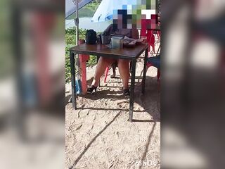 Open legs, no panties, in a bar