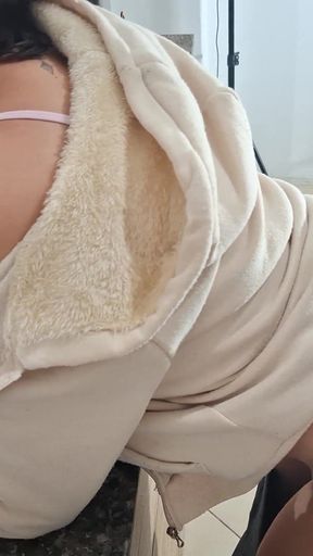 A stepdaughter is surprised while having breakfast.   Clip 1