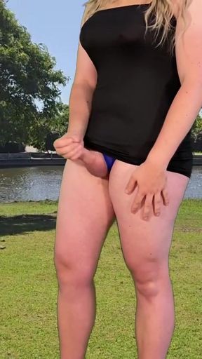 Memorable moment from "Big Balls shemale public flashing"