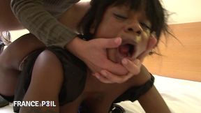 slutty black maid masturbates and fucks a lucky guest