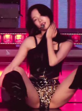 Curvy k-pop fan spreads her legs in a chair