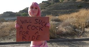 Skinny transsexual sucks dirivers cock