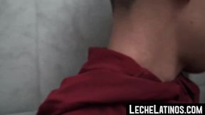 Young Latino girl with bare shoulders and a huge cock on her face