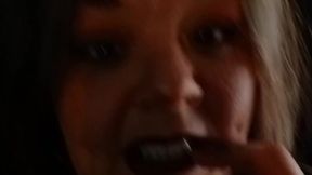 Horny BBW repeatedly squirts while masterbating in fishnets