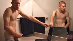 Young Tristian's Hot Solo Scene: Bathroom Jerk Off and Mirror Cum Shot