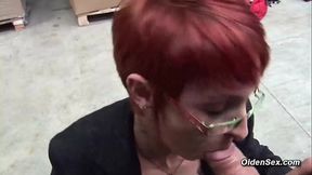 Mature redhead lady Katy Morlait anal ucked by big dick in condom