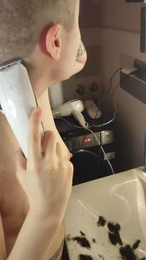 Shaving my head with an electric razor