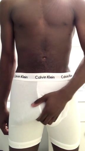 Wanking my big black cock cumshot