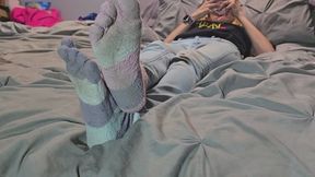 Toe sock tease and play