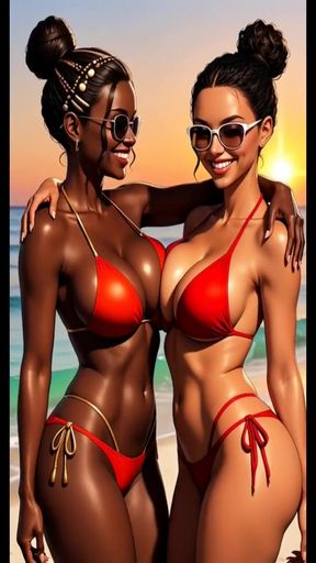 ebony dance on beach (Ai animation)   Clip 2