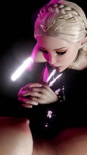 Blonde Elf Sucks Shemale Cock