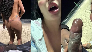 Fodendo gostoso na praia com negão dotado e ainda todo leitinho