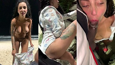 Fodendo gostoso na praia com negão dotado e ainda todo leitinho