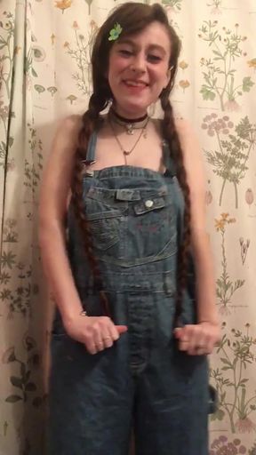 Girl in overalls