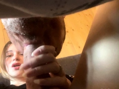 Tattood shemale tranny plays with ass during masturbation