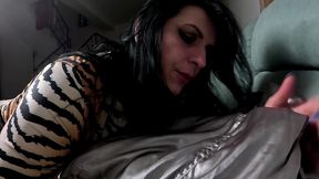 smoking fetish and bomber jacket destruction. glossy nylon jumpsuit tease and dirty masturbation