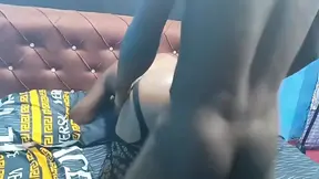 Black ebony teen rides big dick in doggy style