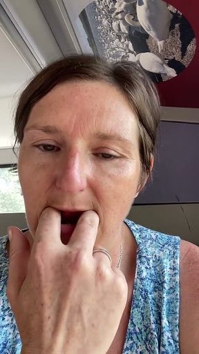 Stepmom Plays with Her Smelly Pussy at the Back of the Bus, Then Sniffs and Sucks Her Stinky Fingers!