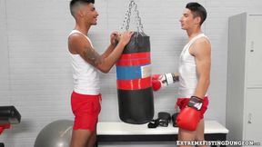 Hunky Jim Fit got his smooth ass fist fucked and drilled by handsome Apollo Fates