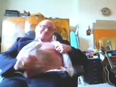 Suited Grandpa Cum On His Pants