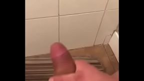 Horny Solo Gay Guy Cums Hard in Bathroom With Big Cock