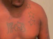 Flashing big black cock after work out at gym