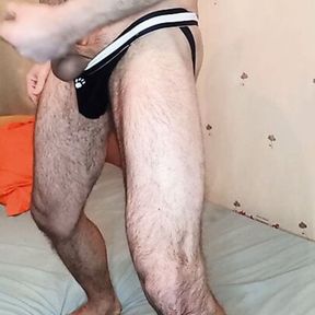 Pretty boy inserts a tail in his ass and masturbation