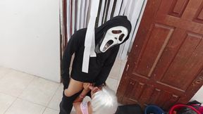 Sexual Scary Movie. 50-year-old Woman Is Fucked by a Stranger on Halloween