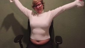 Stretching at work bellybutton fetish