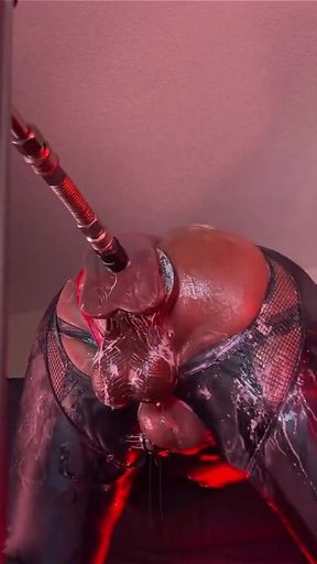 Intense Creamy Fuck on the Butt Machine - Gaping and Farting Bubbles