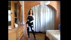 Cutting and ripping off all of my clothes. Clothes ripping off erotic strip tease. Full nude at the end of course. It was a Custom video.
