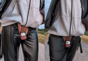 Man presents his balls &amp; ballstretcher in public