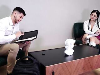 Concupiscent student screws her teacher in swap for valuable grades - Sara Films